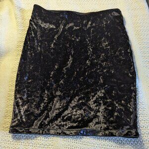 Black velvet mini-skirt